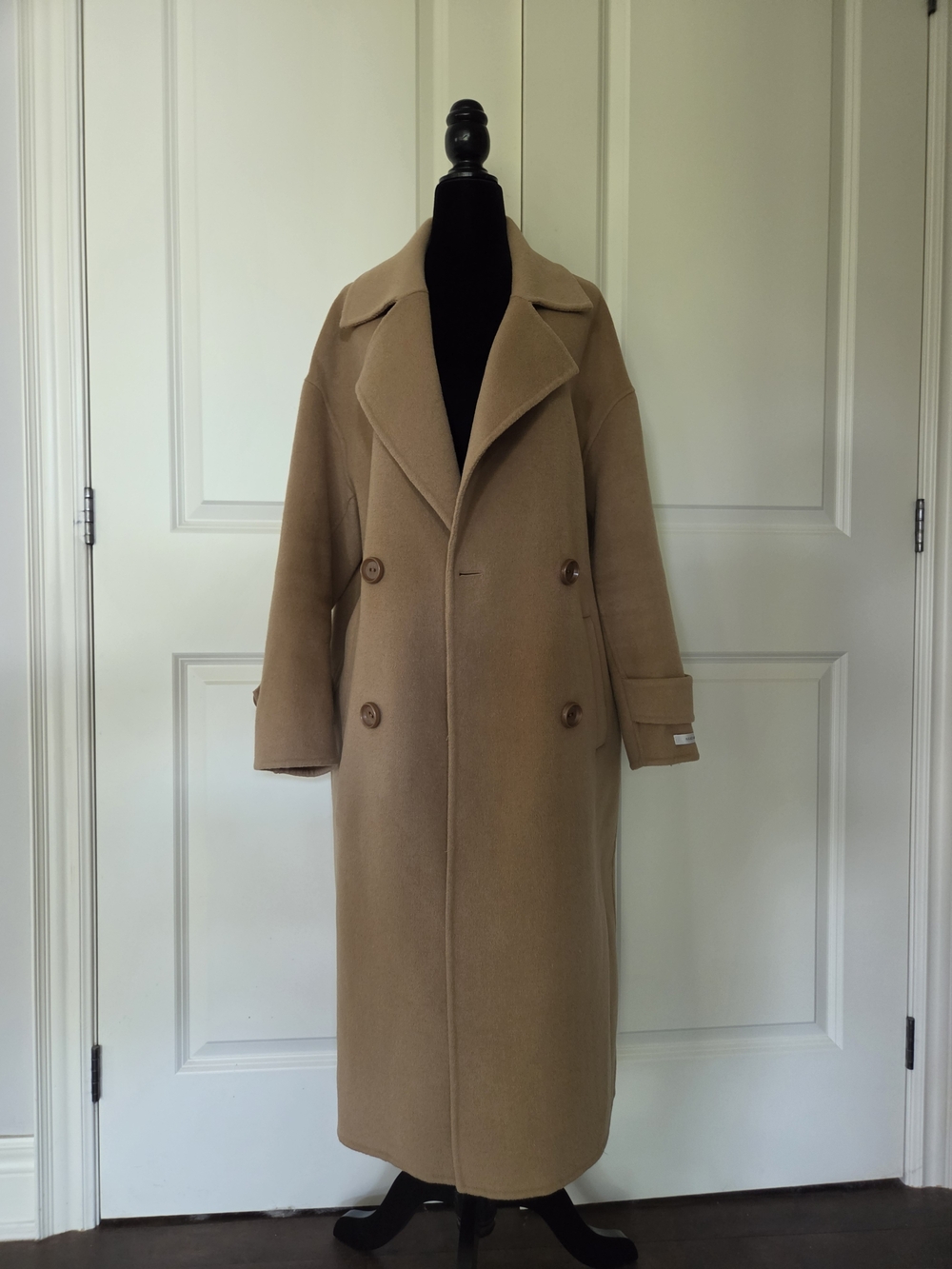 Long Oversized Wool-Style Double Breasted Coat S–M